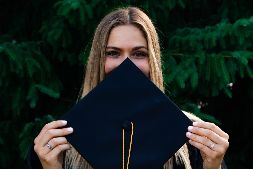 female student with graduation cap